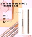 2 in 1 Eyebrow Pencil Eyebrow Gel Dark Brown