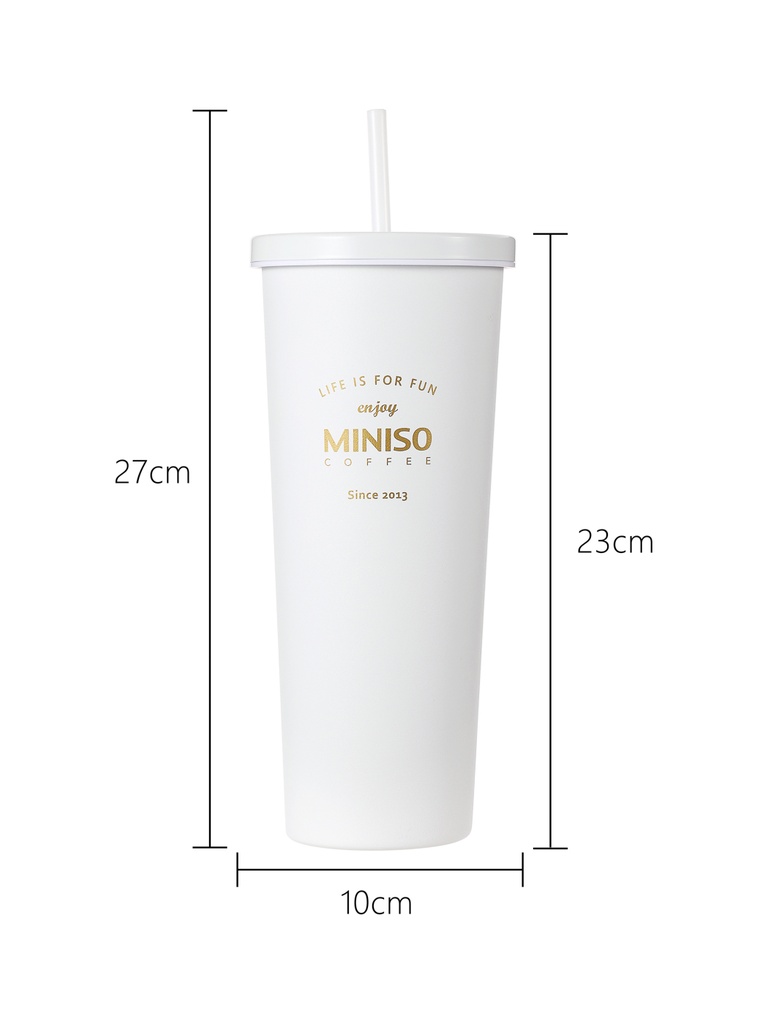 Classic Black White Series Straw Steel Bottle 800m