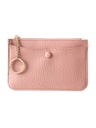 Litchi Pattern Coin Bag with Key Chain Loop Pink